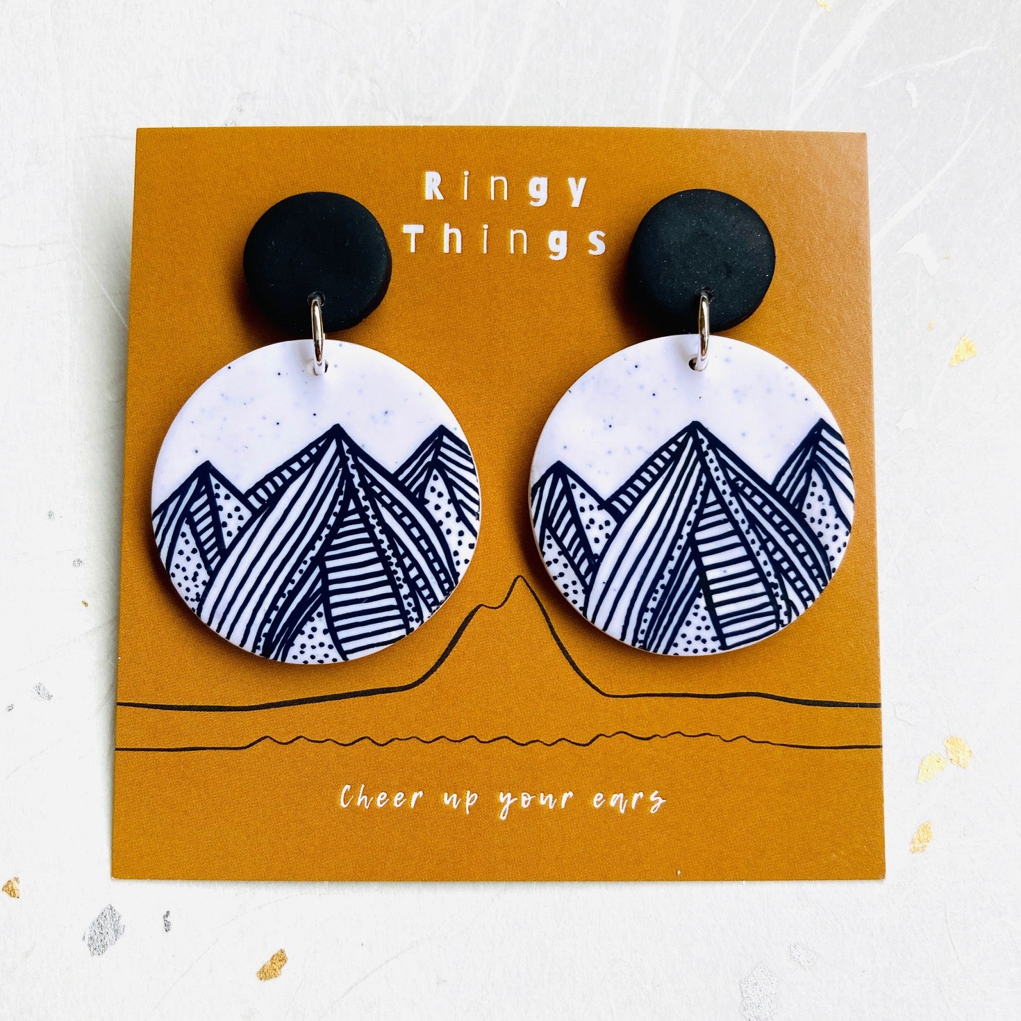 Doodle Mountains - Round Dangles 01