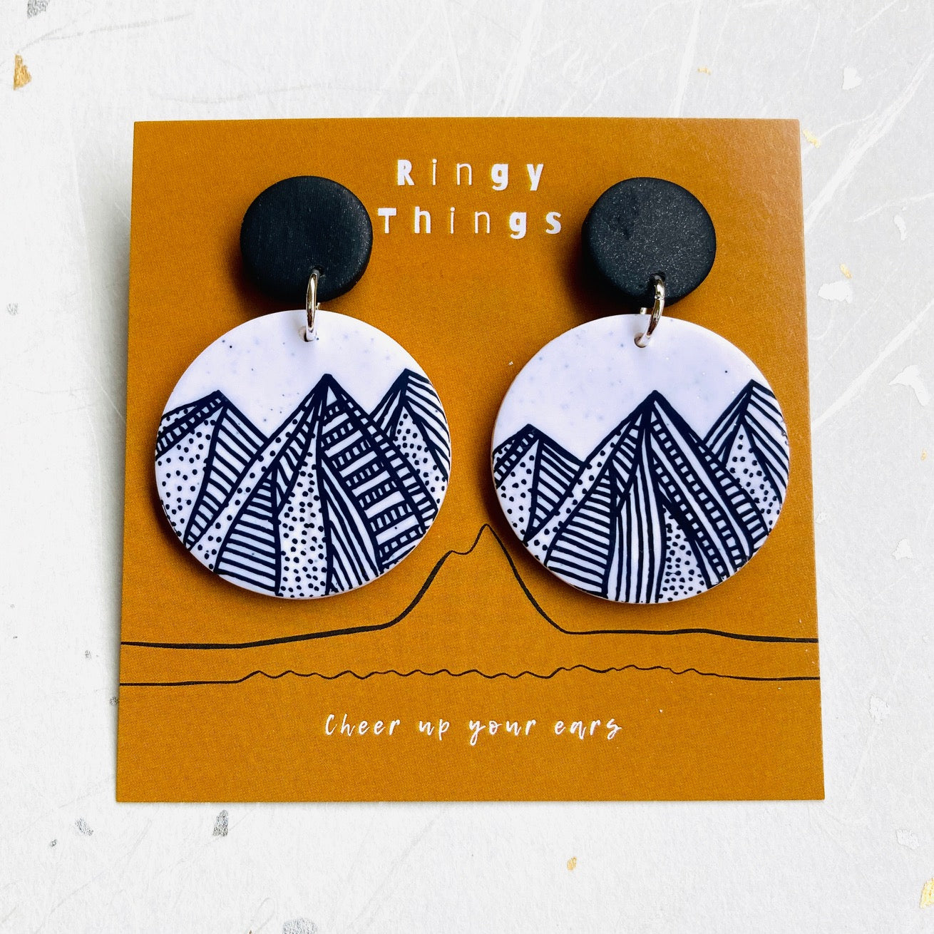 Doodle Mountains - Round Dangles 02