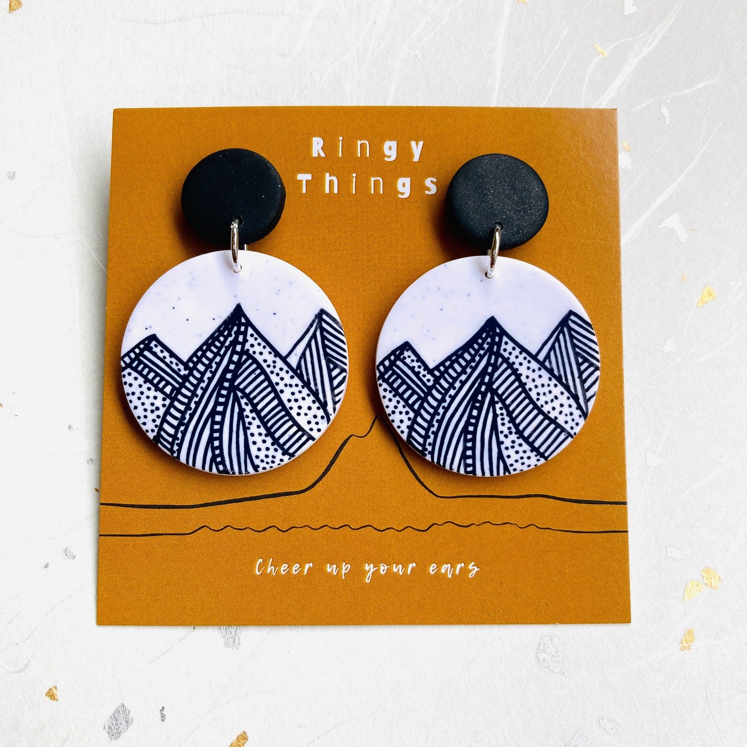 Doodle Mountains - Round Dangles 03